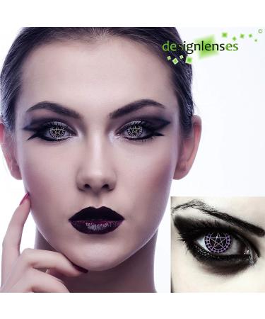 Buy Violet & Black Pentagram Pattern Daily Colored Contact Lenses | Halloween Zombie Costume & Black Butler Cosplay - 2 Pieces - Buy Online on GoSupps.com