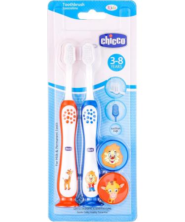 Chicco Toothbrush Set Blue & Orange for Ages 3-8 | International Shipping Available - Buy Online on GoSupps.com