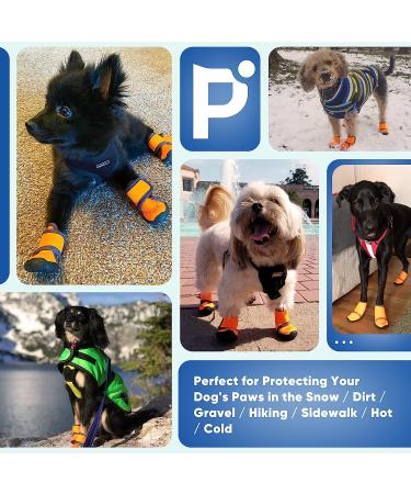 Petbobi Dog Boots - Waterproof Rubber Non-Slip Shoes for Small Medium Large Dogs - Protect Paws on Rain, Snow, Hot Pavement, Hardwood Floors - 4PCS Orange Size #6 - 2.75 x 3.14 - Buy Online on GoSupps.com