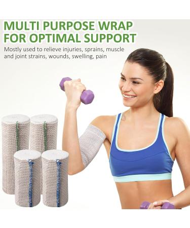 30 Rolls Elastic Bandage Wrap with Hook-and-Loop Fastener at Both Ends 4 and 6 inch Wide Reusable Breathable Cotton Latex Free Compression Bandages Wraps for Sports Trainer Wrist Injury -L14.7ft - Buy Online on GoSupps.com