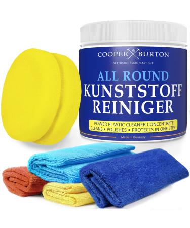 Powerful plastic intensive cleaner concentrate 0.5 kg |Cleaning agent for radiant cleanliness |Removes dirt & stains from Cooper & Burton (cleaning. + 4 towels + sponge)