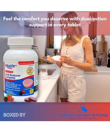 Dual Action Acid Reducer- Berry Flavor Chewable Tablets 25 Count (Pack of 1) Boxed by Fusion Shop Store - Buy Online on GoSupps.com