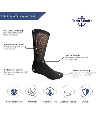 Yacht & Smith Soft Cotton Diabetic Socks 12 Pack White Crew 9-11 - Buy Online on GoSupps.com
