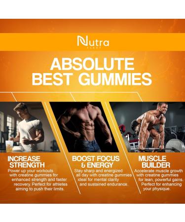 Buy Creatine Monohydrate Gummies - 5g Vegan Chewable for Strength & Energy | 90 Count Citrus - Gluten Free Low Calorie Muscle Builder - Buy Online on GoSupps.com