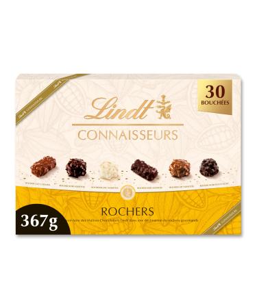 Lindt - CONNAISSEURS Rochers Box - Assortment of Milk, Dark and White Chocolates - Ideal for Christmas, 367g