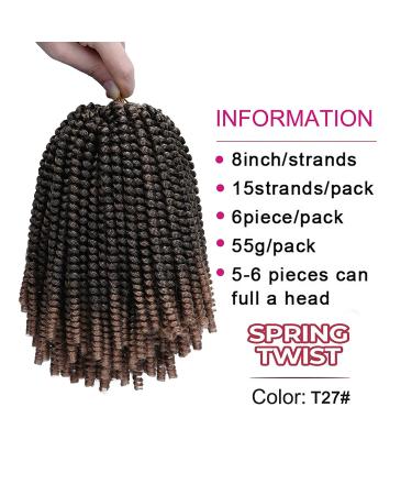6 Pack 8 Spring Twist Crochet Hair T27# - Low Temp Synthetic Extensions for Butterfly Locs & Fluffy Twist Braids - 15 Strands 50g/Pack - Black Women's Hair - Buy Online on GoSupps.com