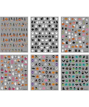 3D Halloween Nail Stickers 6 Sheets 5D Self-Adhesive Embossed Nail Decal White Black Ghosts Ghosts Nail Art Decoration Design Supplies - Buy Online on GoSupps.com