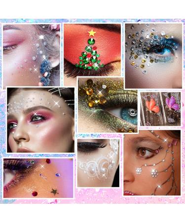 TIESOME 1450+ Self Adhesive Face Jewels Rhinestones Stickers with Tweezer - 4 Sheets Festival Makeup Diamonds & Crystals - Face Gems for Makeup - Buy Online on GoSupps.com