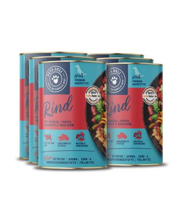 Pets Deli Wet food for dogs with beef broccoli papaya amaranth and basil without sugar and gluten 6 x 800g beef 800 g (6 Pack)