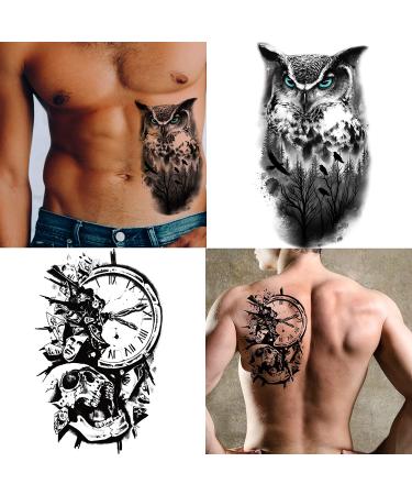 Hotoyannia 62 Sheets Black Large-Size Temporary Tattoos Stickers for Women Men and Girl - 10 Realistic and Long-Lasting Halloween Tattoos with Scary Wolf Lion Tiger Skeleton Skul - Buy Online on GoSupps.com