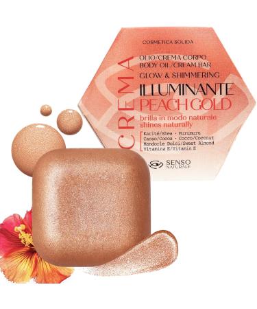 Senso Naturale Peach Gold Bronzing Oil Body Solid Illuminating Body Cream Moisturizing Glitter Nourishing and Scented for Women Neroli Tanning Cream Vitamin E Shea