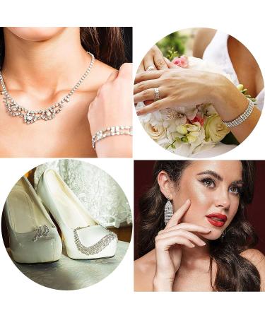 3 Rows Crystal Rhinestone Close Chain Trim - White/Silver Base - 6 Yard x 0.35 Inch - Buy Online on GoSupps.com