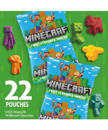 Betty Crocker Minecraft Fruit Flavored Kids Snacks Fat Free and Gluten Free Snack Value Pack 17.6 oz 22 Pouches (Pack of 2) Bundle With Snack Scout Lunch Bag - Buy Online on GoSupps.com