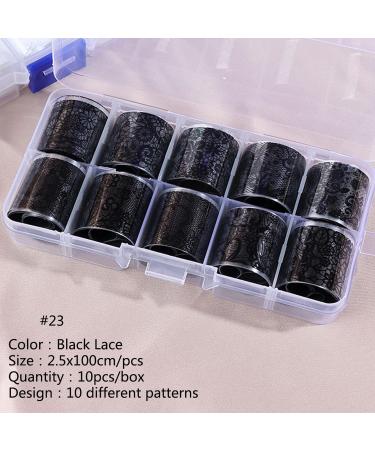 Nail Foil Transfer Stickers - 20 Rolls Lace & Floral Designs in Black and White - DIY Nail Art Decorations for Women - Buy Online on GoSupps.com