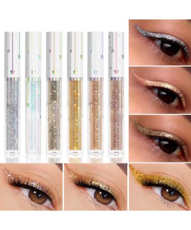 Glitter Liquid Eyeliner Glitter Liquid Eyeliner | Waterproof Eyeliner Pencil 6 Colors Eyeliner Color Set - Long-lasting Glitter Eye Pencil Colored Eyeliner - Buy Online on GoSupps.com