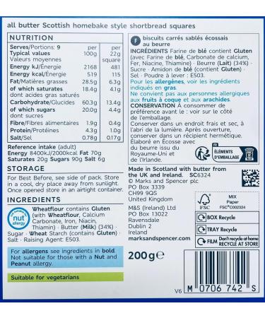 M&S All butter Scottish Shortbread Homebake Styyle Squares 200g in Premier Life Store Packaging  - Buy Online on GoSupps.com