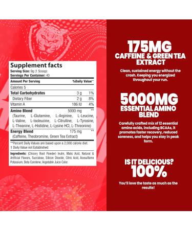 6AM Run Marathon | Running Supplements for Endurance & Stamina | Amino Energy with BCAAs for a Clean Pre Running Fuel | No Jitters | Marathon Essentials | Raspberry Iced Tea | 40 Servings Raspberry Iced Tea 12.6 Ounce (Pack  - Buy Online on GoSupps.com