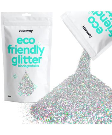 Hemway eco Friendly Biodegable Glitter 100g / 3.5 ounces Bio Cosmetic Safe Sparkle vegan for the face eyeshadow body hair nail and festival - 1/64 "0.015" 0.4mm - silver holographic - Buy Online on GoSupps.com