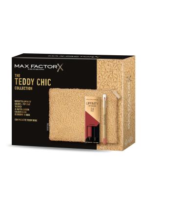 Max Factor Max Factor Teddy Chic Ladies Gift Set Soft Teddy Fabric Pouch with Lipstick Lipfinity 070 Spicy + Colour Elixir Lip Pencil 5 Brown n Nude