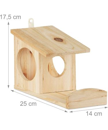 Relaxdays Squirrel Feeder House Feeding Station Box Hanging Wooden HWD: 17.5 x 14 x 25 cm Natural Spruce Wood Brown Pack of 1 - Buy Online on GoSupps.com