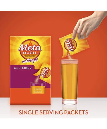 Metamucil 4-in-1 Psyllium Fiber Supplement Sugar-Free Powder Packets, Orange Flavor - 44 Count - Buy Online on GoSupps.com