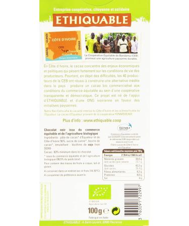 ETHIQUABLE Extra organic dark chocolate - 100g bar - Buy Online on GoSupps.com