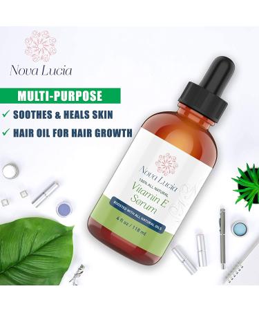 Organic Vitamin E Oil for Skin, Face & Hair Growth - Acne Scar Treatment, Stretch Mark Removal, Moisturizer - Hair Skin and Nails Vitamins - 4oz - Buy Online on GoSupps.com