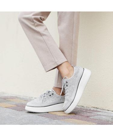 OrthoComfoot Women's Arch Support Walking Shoes - Plantar Fasciitis Relief - 9 W - Light Grey - Buy Online on GoSupps.com