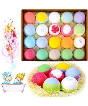Rosyclo Women Men Bath Bombs Gift Set  Care Spa Shower Bombs Kit with Essential Oils Perfect for Bubble & Spa Bath  Gifts Idea for Kids  Her/Him  Wife/Girlfriend Mom Mothers Day Anniversary Christmas 20 Spherical Bath Bo...