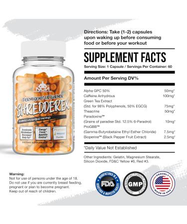 SHREDDEREX Thermogenic Weight Loss Supplement - Metabolism Booster for Men & Women - 60 Capsules - Buy Online on GoSupps.com