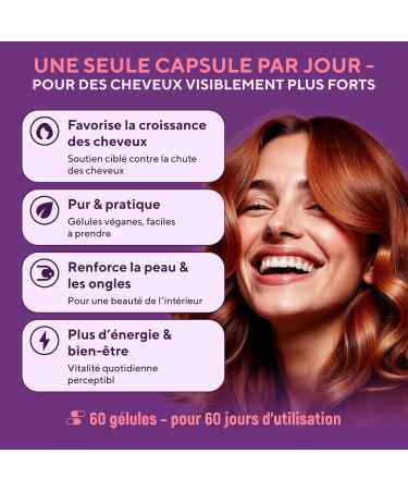 Compl ment Alimentaire Cheveux Biotine 5000 g + MSM + K ratine Pousse Cheveux Tr s Rapide & Anti-Chute de Cheveux Femme Biotine Cheveux Pousse Rapide 60 G lules 2 Mois de Cure - Buy Online on GoSupps.com