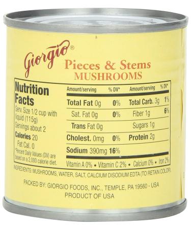 Giorgio Mushrooms Pieces and Stem - 4 oz (12 Pack) - Buy Online on GoSupps.com