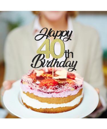 Shop Sumerk 40th Birthday Cake Attachments - Gold & Black Decorations | Perfect for Birthday Party Celebrations - Buy Online on GoSupps.com