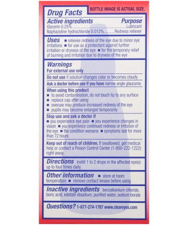 Clear Eyes Redness Relief Drops - 0.05 oz | Fast Relief for Red Eyes - Buy Online on GoSupps.com