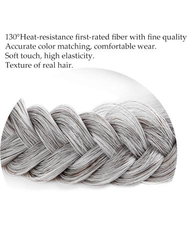 TOECWEGR Extensions Headband Hair Band Braided Classic Chunky Wide Plaited Wedding Fluffy Braids Wig Women Girl Beauty Accessory (Silver) - Buy Online on GoSupps.com