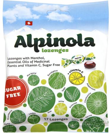 Alpinola Lozenges with Menthol Essential Oils & VIT C Sugar Free 17Count