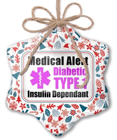 NEONBLOND Christmas Ornament: Purple Diabetic Insulin Dependant Type 1 Alert - Red White Blue Xmas Decoration - Buy Online on GoSupps.com