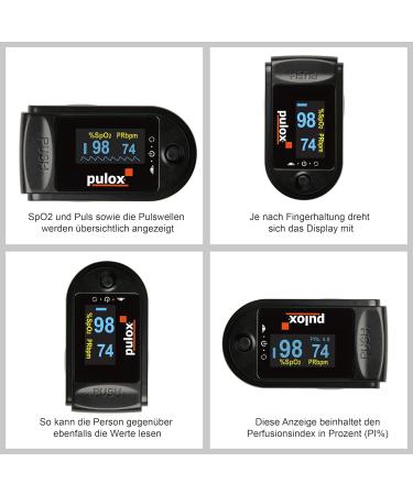 Pulse Oximeter PULOX PO-200 | OLED Display | Black | International Shipping | PZN: 3314928 - Buy Online on GoSupps.com