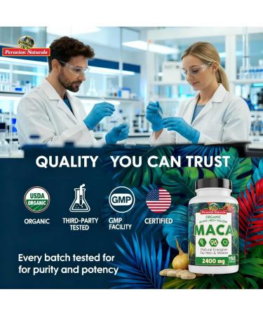 Organic Maca Root Capsules for Women & Men 2400mg per Serving - 150 Pills Black Red Yellow Maca Supplement - Gelatinized Macaroot Non-GMO Vegan by Peruvian Naturals 150 Count (Pack of 1) - Buy Online on GoSupps.com