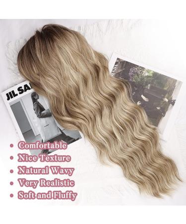 NAYOO Curly Wavy Dirty Blonde Wig with Bangs | Heat Resistant Synthetic Fiber 26 Inches | Perfect for Daily Wear & Parties - Buy Online on GoSupps.com
