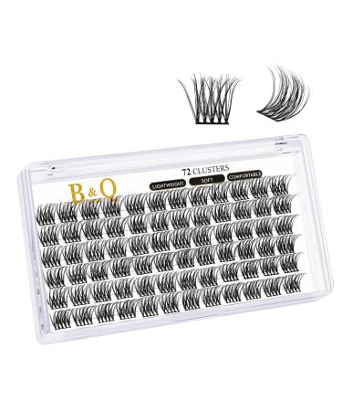 Cluster Lashes D Curl 10mm 72 Clusters B&Q Lash Clusters Individual Lashes Volume Eyelash Clusters DIY Lash Extensions Soft Wispy Cluster Eyelash Extensions DIY at Home (B11 D-10mm) D-10 mm B 11