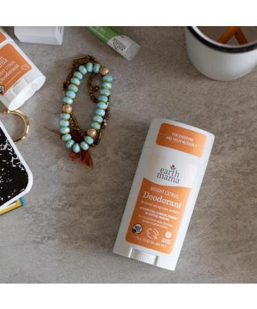 Earth Mama Bright Citrus Deodorant - Safe for Sensitive Skin Pregnancy & Breastfeeding Organic Grapefruit & Calendula No Baking Soda/Aluminum 2.65 oz - Buy Online on GoSupps.com