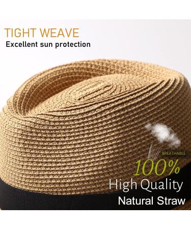 Women's Short Brim Straw Sun Hat Fedora Trilby - Packable Beach Hat in Khaki - Buy Online on GoSupps.com