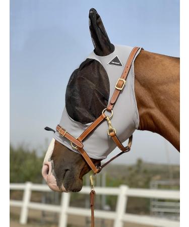 TGW Riding Horse Fly Mask - Super Comfort Elastic Fly Mask with Ears (Medium Light Grey) for Optimal Insect Protection - Buy Online on GoSupps.com