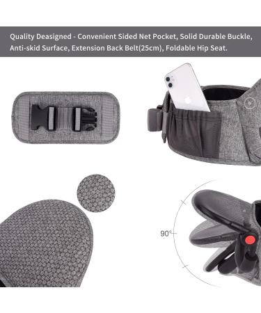 Bebamour HipSeat Baby Carrier 0-36 Months | Adjustable 3-in-1 Back Support Waist Stool - New Light Gray | Lightweight & Comfortable for Newborns to Toddlers - Buy Online on GoSupps.com