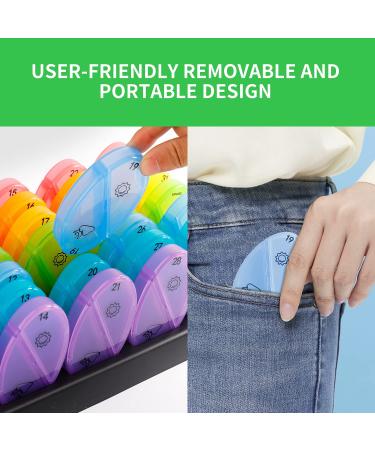 GIIYAA Monthly Pill Organizer - 2 Times a Day 31 Day AM/PM Pill Box for Traveling - 35 Detachable Compartments (Rainbow) - Buy Online on GoSupps.com