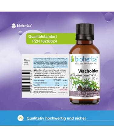 Bioherba Juniper Drops - Juniperus Communis L. Tincture 50ml with Vitamin B12 for Nervous System Support | PZN 18218024 - International Shipping Available - Buy Online on GoSupps.com