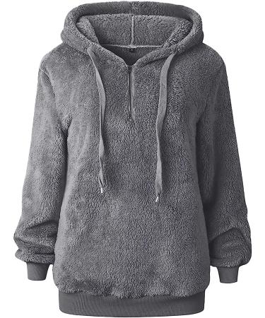 ZVAVZ Women's Fuzzy Hoodie - Soft Fleece Pullover with Drawstring Pocket - Buy Online on GoSupps.com
