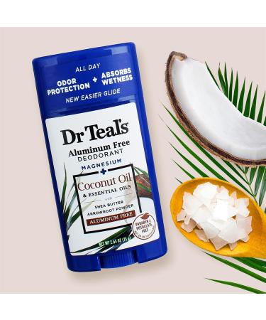 Dr Teal's Aluminum Free Deodorant Coconut Oil with Essential Oils 2.65 oz (Pack of 3) - Buy Online on GoSupps.com