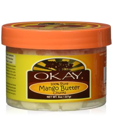 OKAY | Mango Butter Chunks | For Hair and Skin | Revive and Hydrate Dry Hair | Moisturize & Soothe Skin | 100% Pure | 8 oz Mango 8 Ounce / 227 Gram